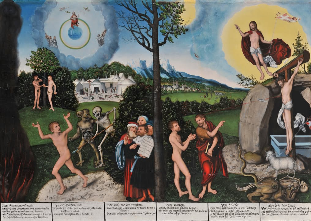 Lucas Cranach d. Ä., Gesetz und Gnade, 1529, Stiftung Schloss Friedenstein Gotha, Inv. Nr. SG 676, © Stiftung Schloss Friedenstein Gotha. Aus den Sammlungen der Herzog von Sachsen-Coburg und Gotha'schen Stiftung für Kunst und Wissenschaft, Foto: Lutz Ebhardt.