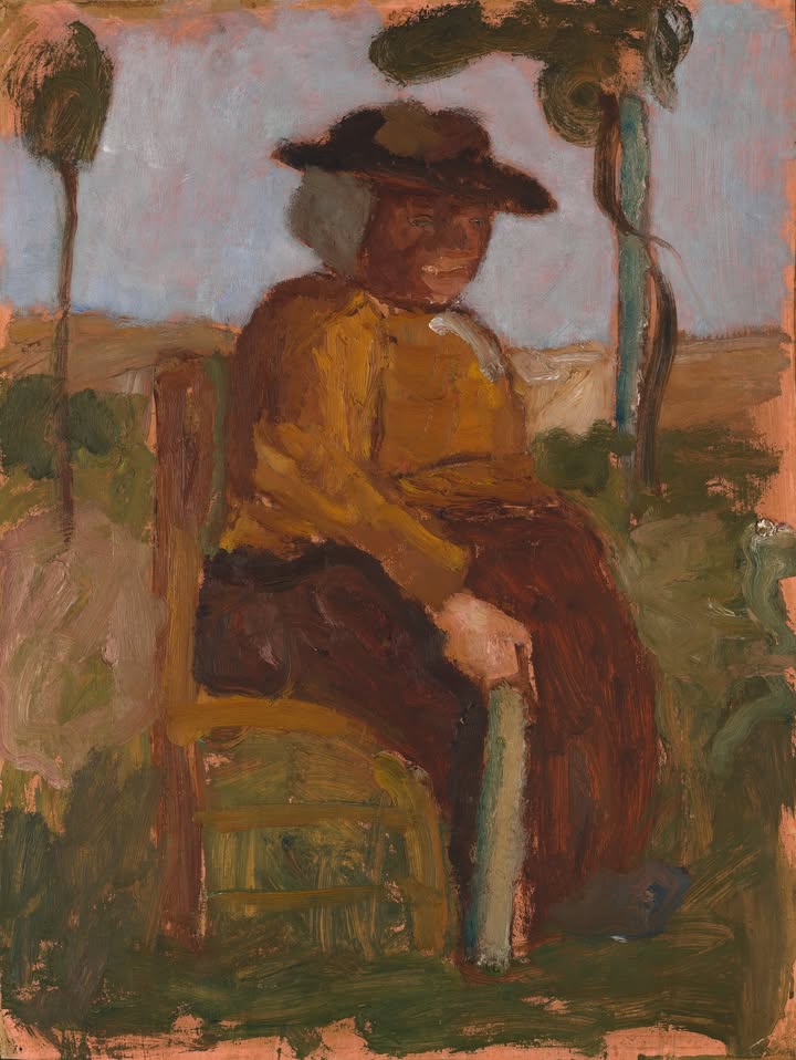 Paula Modersohn-Becker, Studie zur sitzenden Dreebeen im Garten, um 1904. Öltempera auf Karton, Dauerleihgabe Fritz Behrens Stiftung. © Landesmuseum Hannover
www.landesmuseum-hannover.de