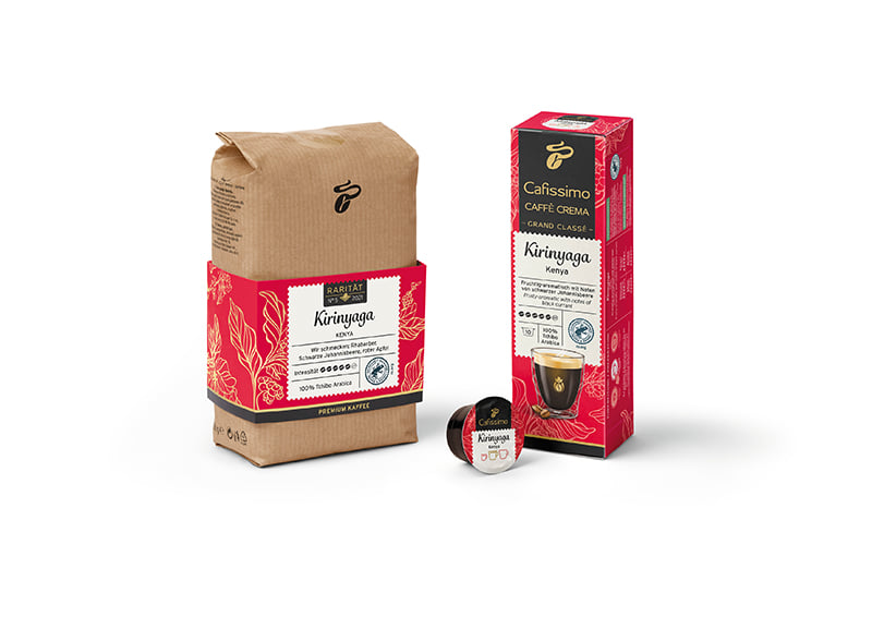 Produkte Rarität No.5 Kirinyaga und Cafissimo Grand Classé aus Kenia. Bild: Tchibo